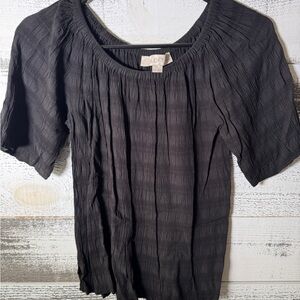 LOFT Textured Black Blouse